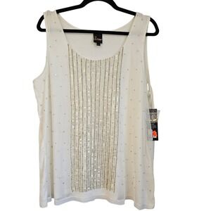 White Sequin Tank Top